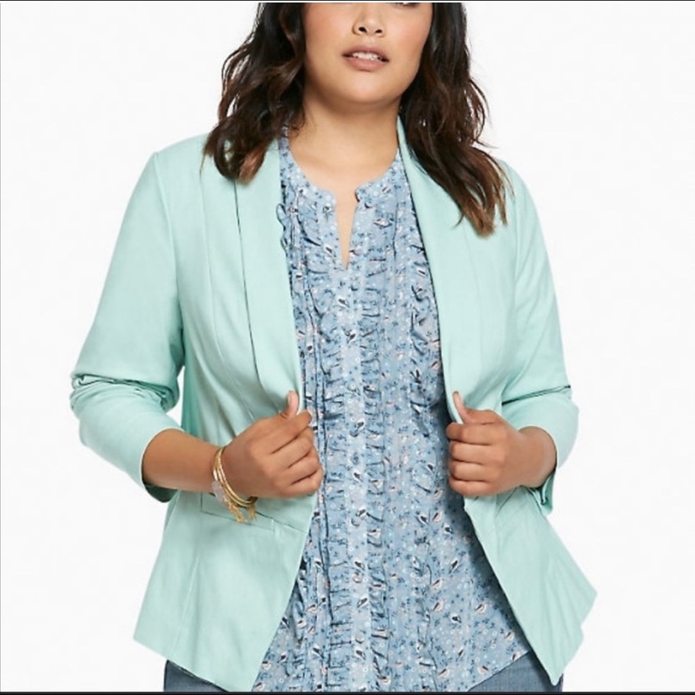 Torrid Size 1 Turquoise Stretch Cut Way Blazer